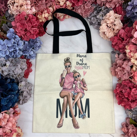 Eco-Friendly Mama of Drama Girl Mom Folding Tote Bag - Picture 2 of 14